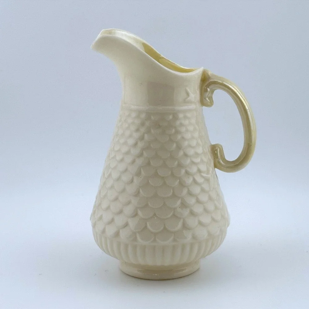 Belleek Ireland‎ Neptune Shell Pitcher Creamer Iridescent Luster 6th Green Mark